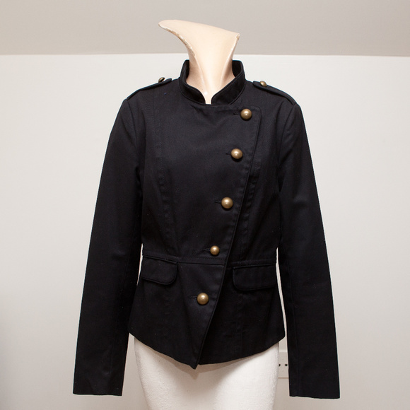 Black Military Jacket with Brass Buttons - Picture 2 of 7